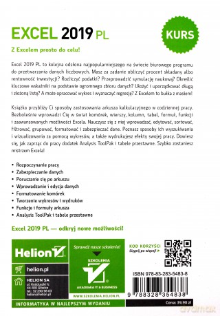 Excel 2019 PL Kurs. Z Excelem prosto do celu - Witold Wrotek [KSIĄŻKA]
