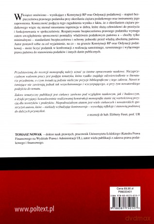 Konstytucja i ordynacja podatkowa jako instrumenty zapewnienia bezpieczeństwa prawnego podatnika przy określaniu ciężaru podatkowego - Tomasz Nowak [KSIĄŻKA]