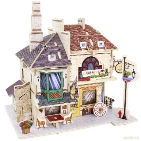 Puzzle 3D 46 el. drewniana kawiarnia [PUZZLE]
