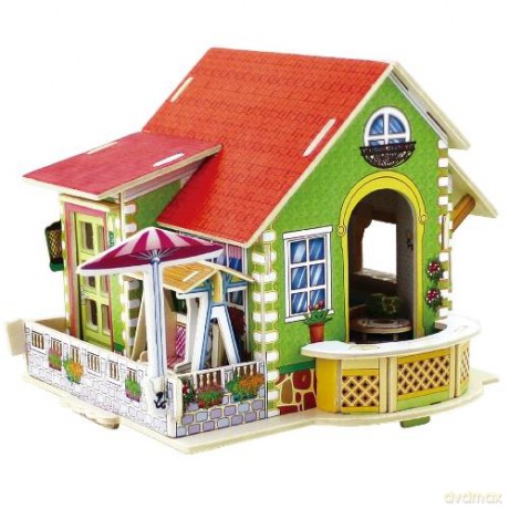 Puzzle 3D 70 el. drewniany dom z meblami [PUZZLE]