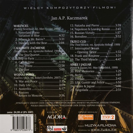 Wielcy Kompozytorzy Filmowi 17: Jan A.P. Kaczmarek (booklet) [CD]