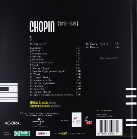 Fryderyk Chopin Tom 05. Elżbieta Szmytka: Pieśni (digibook) [CD]