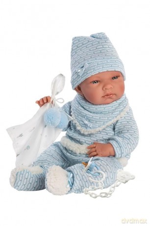 Lalka 73859 bobas Nico błękitny kocyk 38 cm