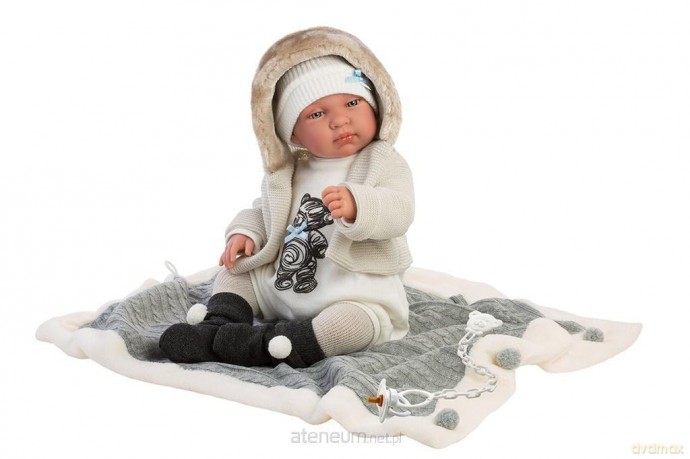 Lalka bobas Tino płacząca body szary miś 43 cm