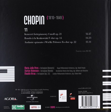 Fryderyk Chopin Tom 11. Mario Joao Pires - Utwory na fortepian i orkiestrę 2 (digibook) [CD]