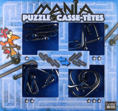 Łamigłówki metalowe 4 szt Puzzle mania niebieski [GRA]
