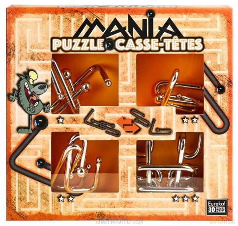 Łamigłówki metalowe 4szt Puzzle mania pomarańczowy [GRA]