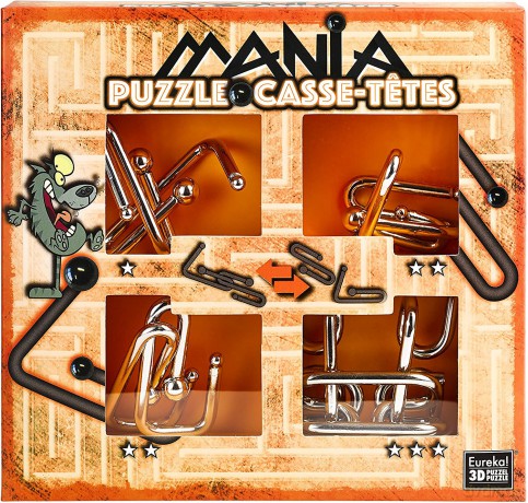 Łamigłówki metalowe 4szt Puzzle mania pomarańczowy [GRA]