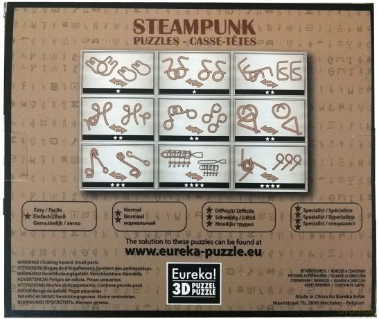 Łamigłówki metalowe 9 szt Steampunk brązowy [GRA]