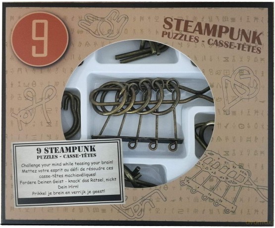 Łamigłówki metalowe 9 szt Steampunk brązowy [GRA]