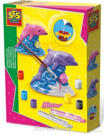 Odlew gipsowy 3D - Delfin z brokatem