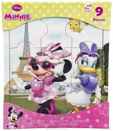 Puzzle drewniane Minnie 9 el.