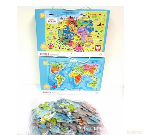 Puzzle Mapa świata + Mapa Polski [PUZZLE]