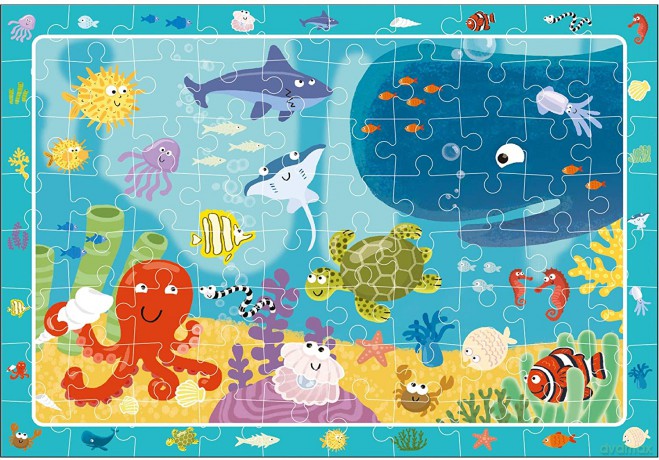 Puzzle Mapa zwierząt + Zwierzęta morskie [PUZZLE]