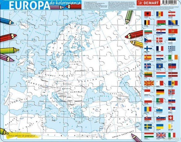 Puzzle ramkowe - Europa kolorowanka [PUZZLE]