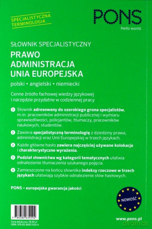 Słownik specjalistyczny. Prawo Administracja UE [KSIĄŻKA]