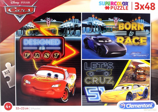 CLEMENTONI 3x48 el. Super kolor Cars [PUZZLE]