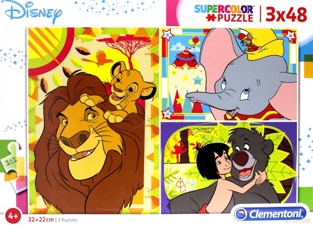 CLEMENTONI 3x48 el. Super kolor Disney classic [PUZZLE]