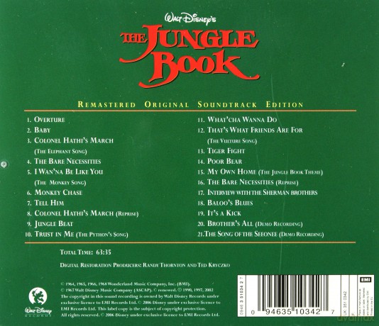 The Jungle Book soundtrack (Księga dżungli) [CD]