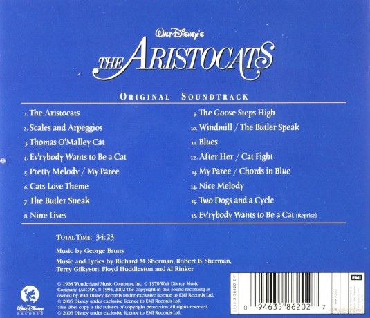 The Aristocats soundtrack (Aryskotraci) [CD]
