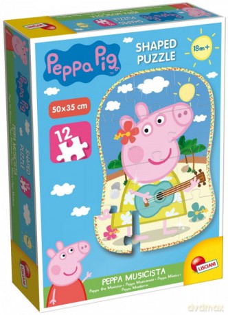 Puzzle Świnka Peppa Kształt - Peppa muzyk, 12 el.