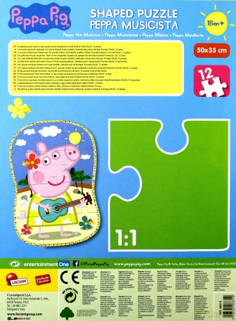 Puzzle Świnka Peppa Kształt - Peppa muzyk, 12 el.