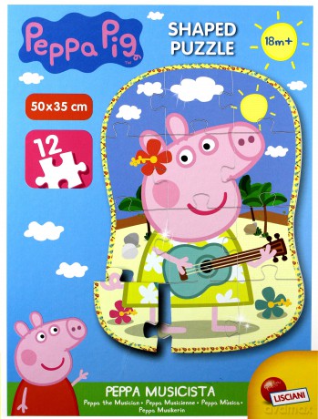 Puzzle Świnka Peppa Kształt - Peppa muzyk, 12 el.