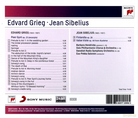 Esa-Pekka Salonen: Grieg:  Peer Gynt, Op. 23 (Excerpts) Sony Classical Masters [CD]