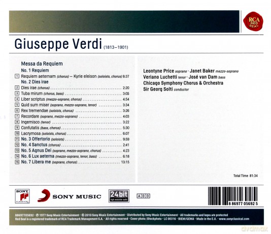 Georg Solti: Verdi: Messa da Requiem (Sony Classical Masters) [CD]