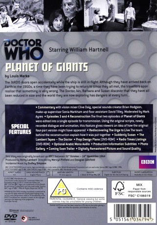 Doctor Who Planet Of The Giants (BBC) [DVD]