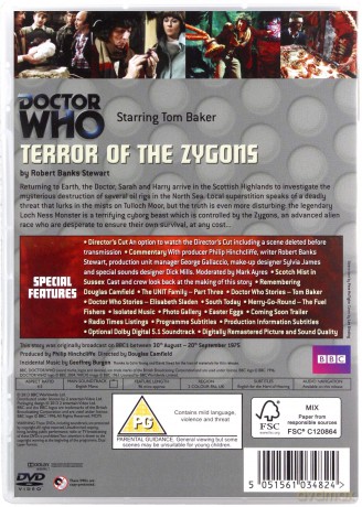 Doctor Who Terror Of The Zygons (BBC) [DVD]