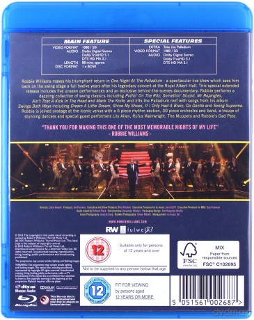 Robbie Williams One Night At The Palladium (BBC) [Blu-Ray]