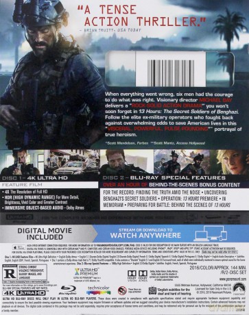 13 Hours: The Secret Soldiers of Benghazi (13 godzin: Tajna misja w Benghazi) [Blu-Ray 4K]+[Blu-Ray]