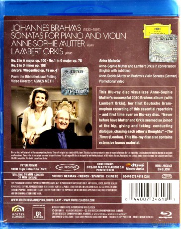 Anne Sophie Mutter: Brahms: Violin Sonatas [Blu-Ray]