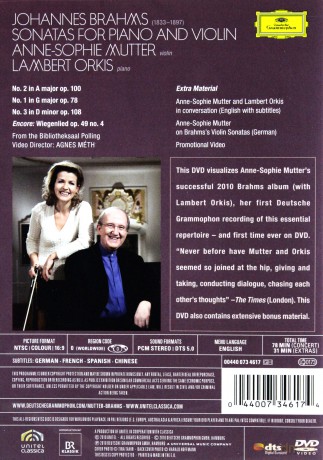 Anne Sophie Mutter: Brahms: Violin Sonatas [DVD]