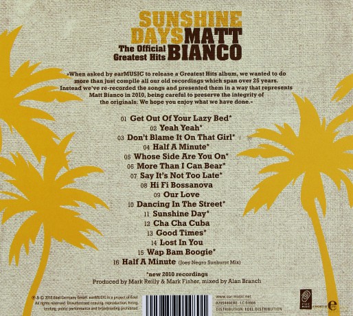 Matt Bianco: Sunshine Days Official Greatest [CD]