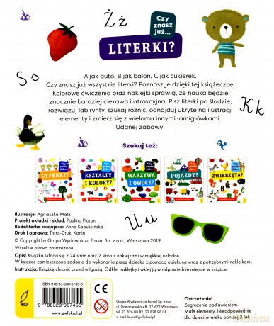 Czy znasz już literki. Przedszkolak się uczy [KSIĄŻKA]