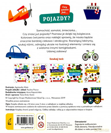 Czy znasz już pojazdy. Przedszkolak się uczy [KSIĄŻKA]