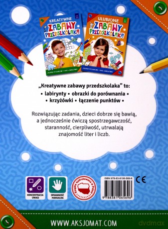 Kreatywne zabawy przedszkolaka. Zadania rysunkowe i inne łamigłówki [KSIĄŻKA]