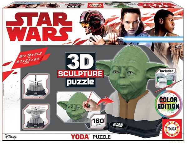 Puzzle 3D Rzeźba Yoda, kolorowe [PUZZLE]