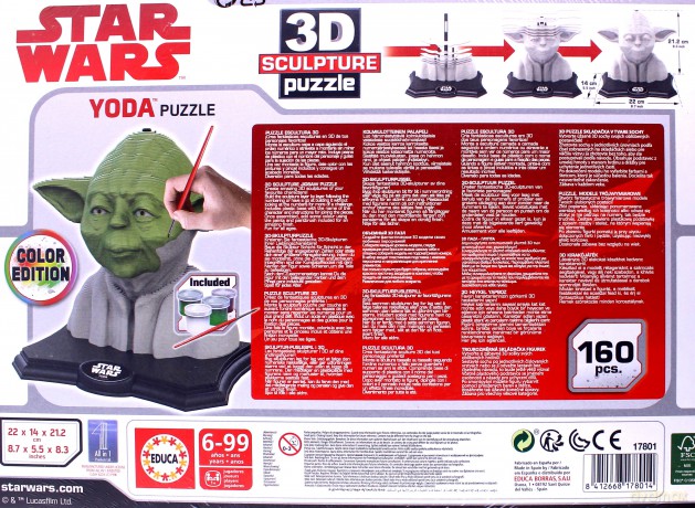 Puzzle 3D Rzeźba Yoda, kolorowe [PUZZLE]
