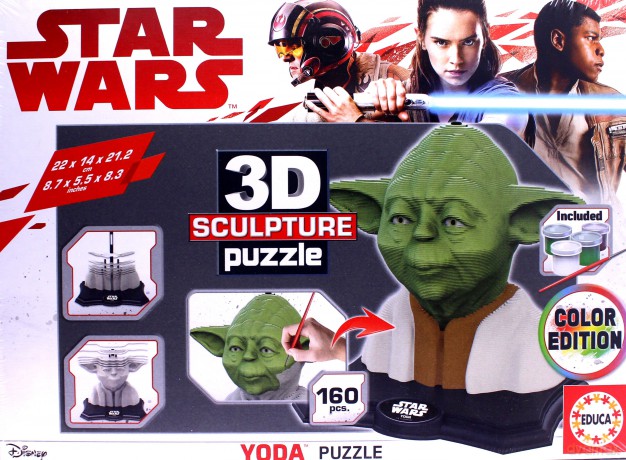 Puzzle 3D Rzeźba Yoda, kolorowe [PUZZLE]