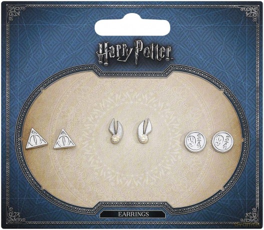 Harry Potter Kolczyki Zestaw: Insygnia Śmierci, Złoty Znicz, Peron 9 3/4