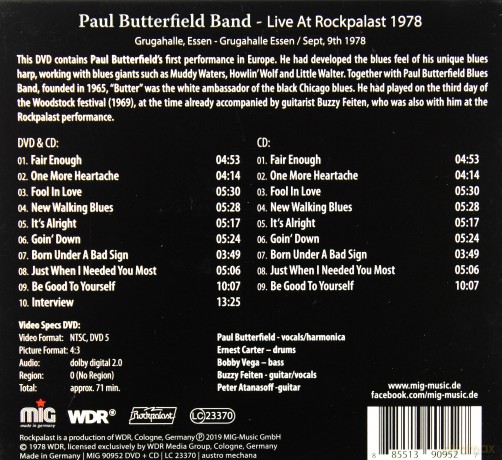 Paul Butterfield Band: Live At Rockpalast 1978 (digipack) [DVD]+[CD]