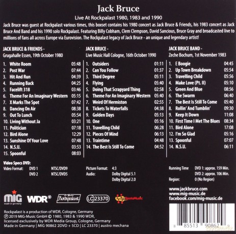 Jack Bruce: Live At Rockpalast 1980, 1983 and 1990 [5CD]+[2DVD]