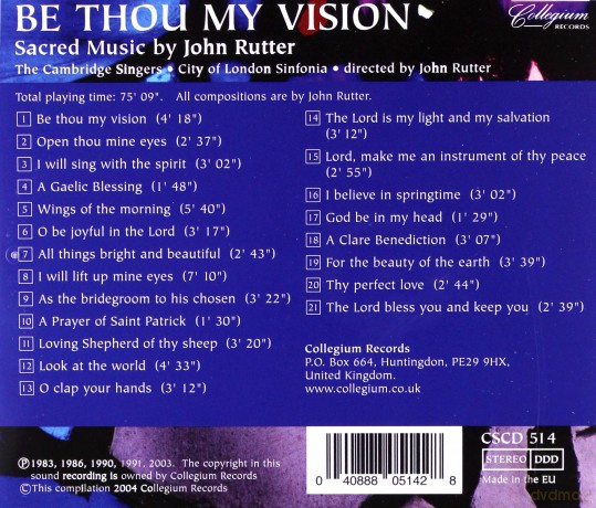 Cambridge Singers: Rutterbe Thou My Vision [CD]