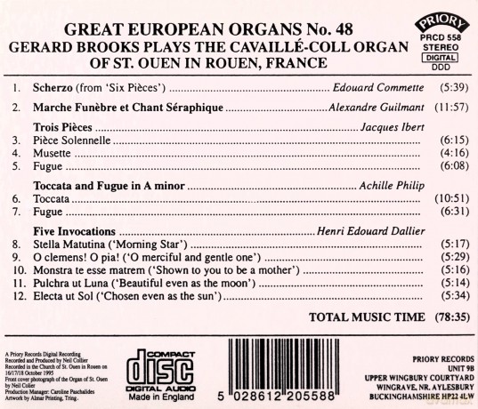 Gerard Brooks: Great European Organs No.48: St.Ouen. Rouen [CD]