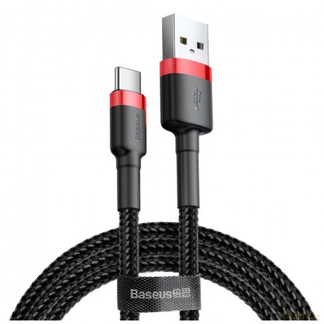 Kabel nylonowy czerwono-czarny Baseus Cafule USB-C 3A, 100 cm