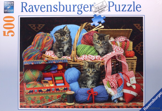 RAVENSBURGER 500 el. Słodkie koty w koszu [PUZZLE]
