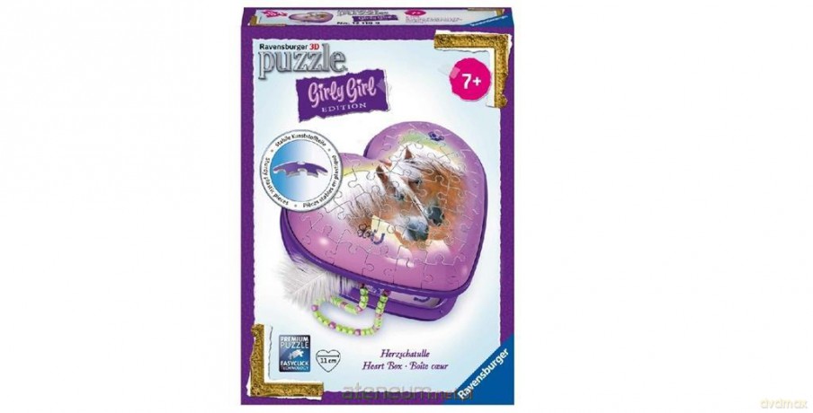 RAVENSBURGER Puzzle 3D Konie 54 el. serce szkatułka [PUZZLE]